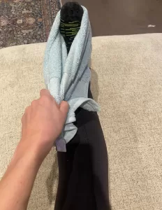 calf stretch with towel exercise